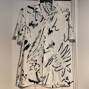 Zara Black and White Abstract Men's Shirt